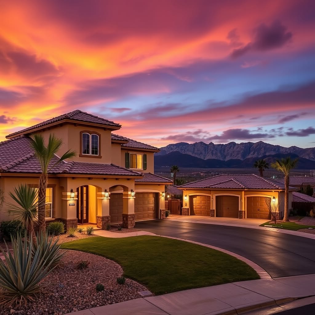 Henderson area home at sunset